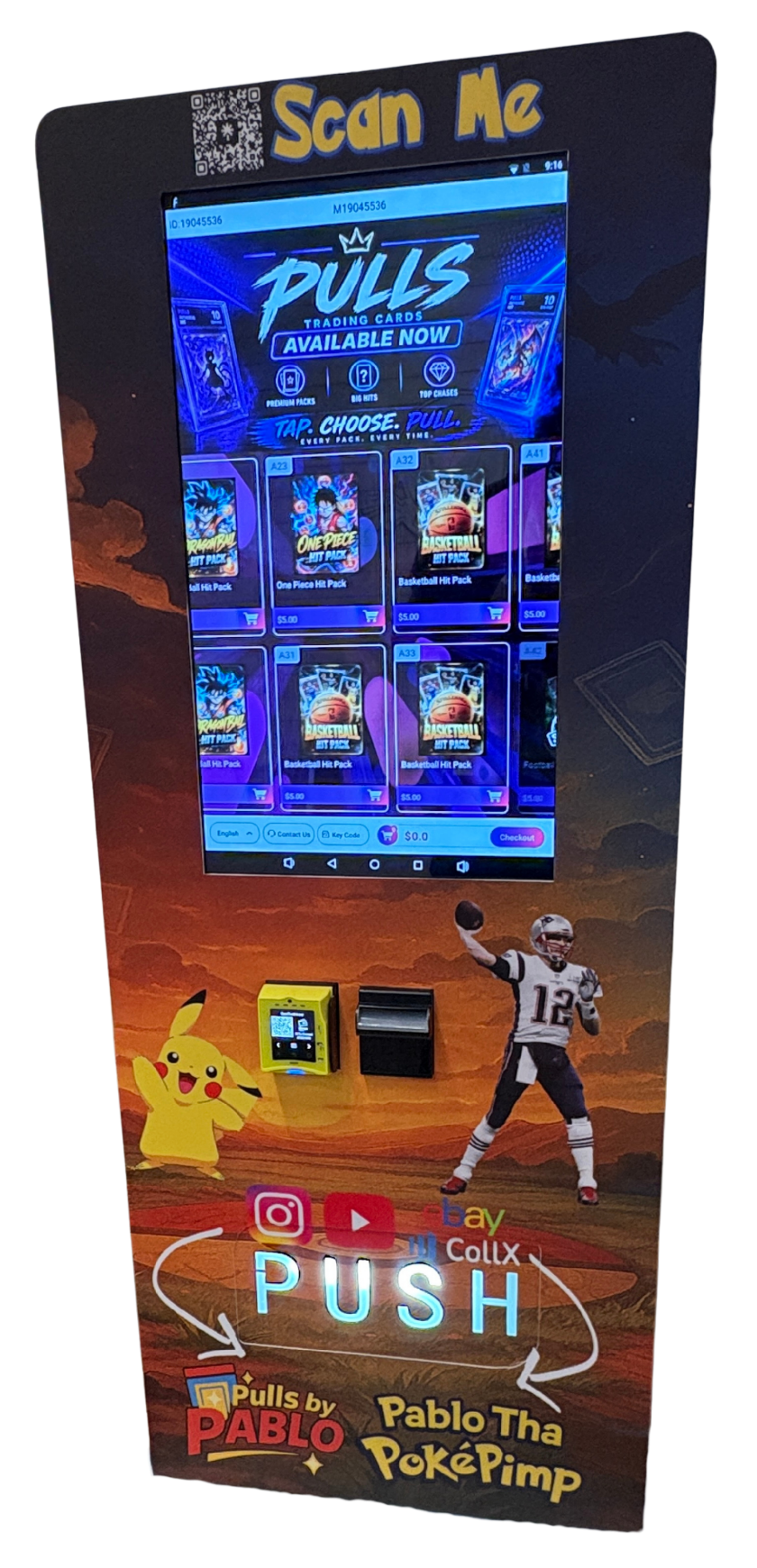 Pulls trading card vending machine inside the mall